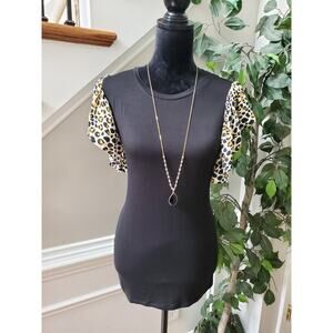 Violet Claire Women Black Polyester Round Neck Sleeveless Top Shirt Shirt Small